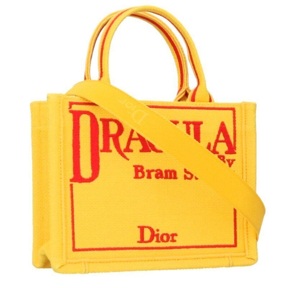 Christian Dior BOOK TOTE Shoulder Bag Strap Yellow Red